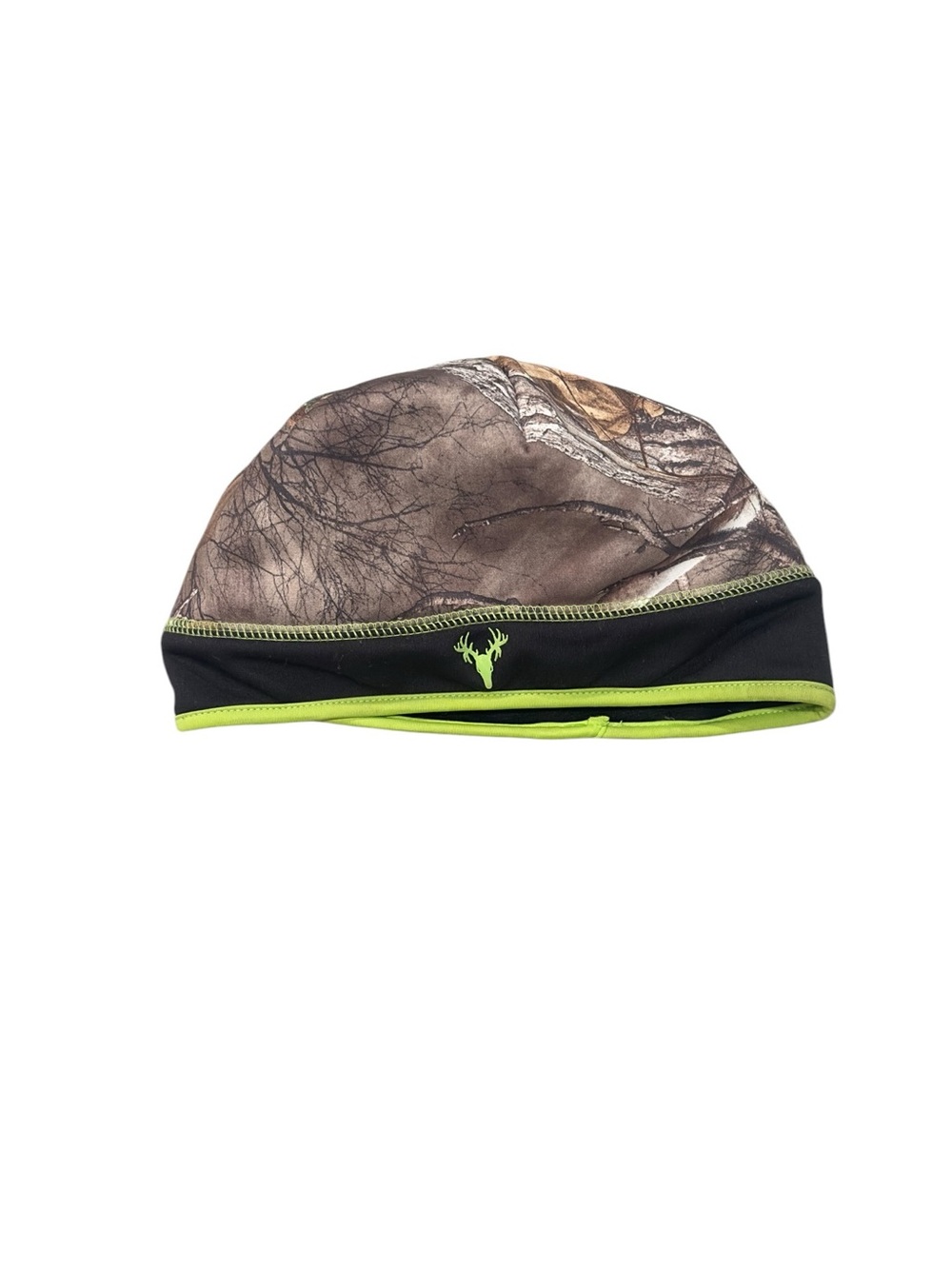 Hot Shot Men’s Hunting Camouflage Knit Beanie with Neon Green Trim